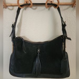 Aqua Madonna leather and fur handbag